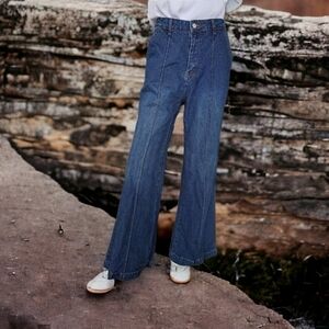 Cider high waist flare women's jeans high rise waisted jeans flared wide leg